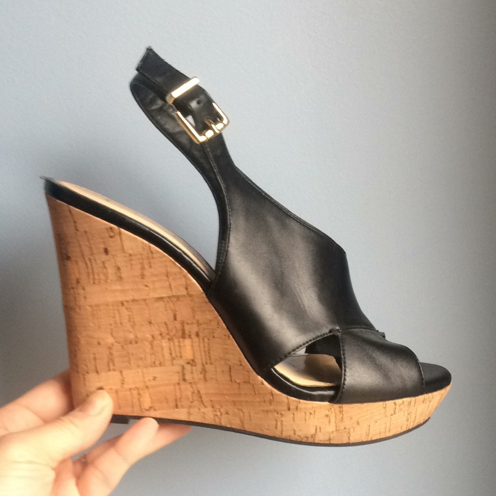 Black cork wedge sandal by Jessica Simpson